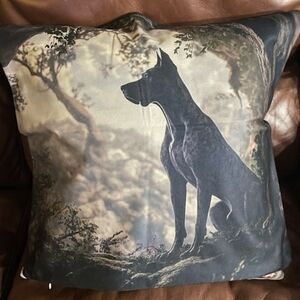 Great Dane Dog Silhouette Throw Pillow